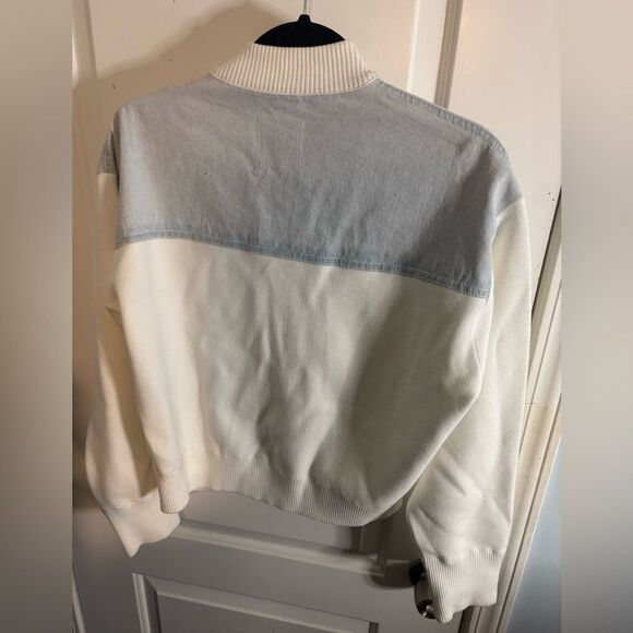 Sandro Tedy Color Blocked Top knit and denim jacket size medium NWT - Picture 6 of 6